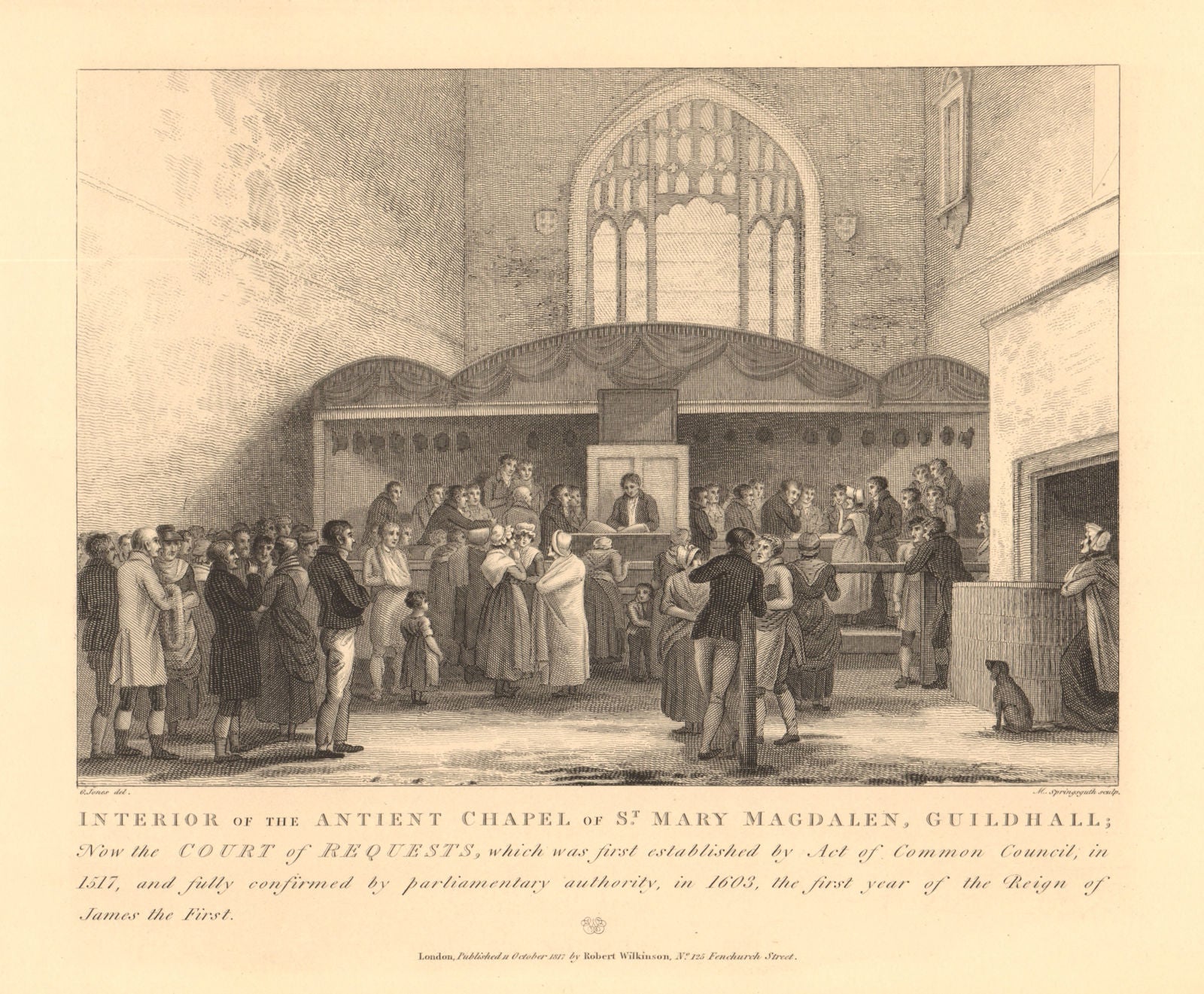 GUILDHALL, City of London. Chapel of St Magdalen & All Saints. Interior 1834